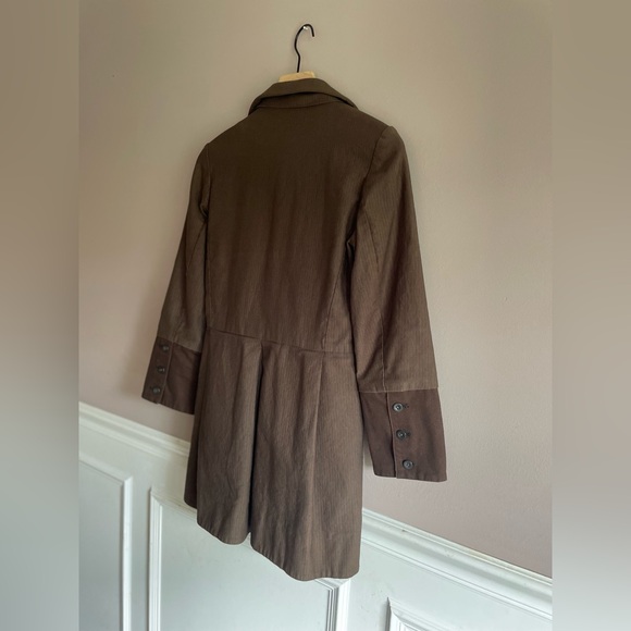 Gary Graham Brown Layered Multi-Button Jacket Black Leather Trim Size 2 - Picture 4 of 10